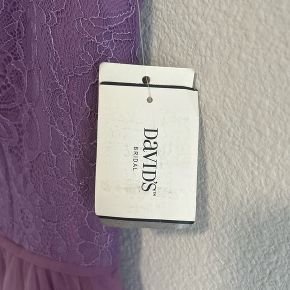 David's Bridal Lavender Lace Kids Dress - Picture 9 of 16